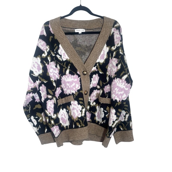 Gemma + Jane Oversized Floral Jacquard Cardigan Size Extra Large - Picture 2 of 10